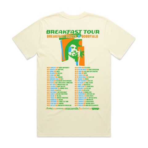 Breakfast Tour Line Up Tee - Milkmans Market Breakfast Shirts