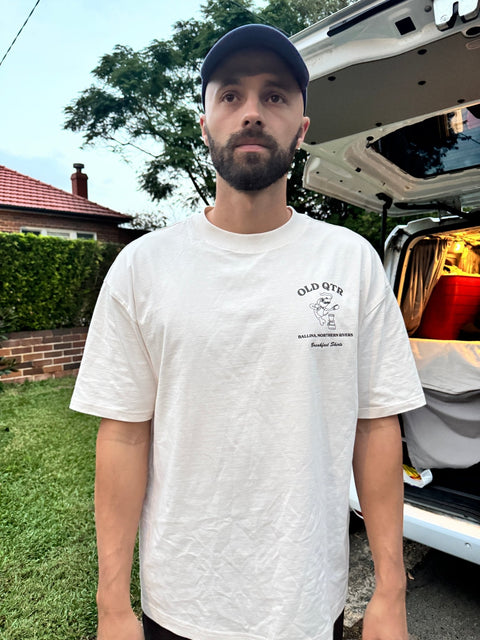 "Home of the Big Prawn' Old Quarter Tee - Milkmans Market Breakfast Shirts