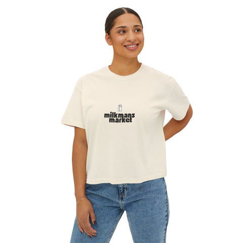 Milkman’s Market Women’s Boxy Tee – Casual & Stylish Graphic Top - Milkmans Market Wandering Folk